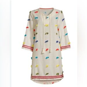 Frances Valentine Braided-trim Swiss Dot Tunic Dress